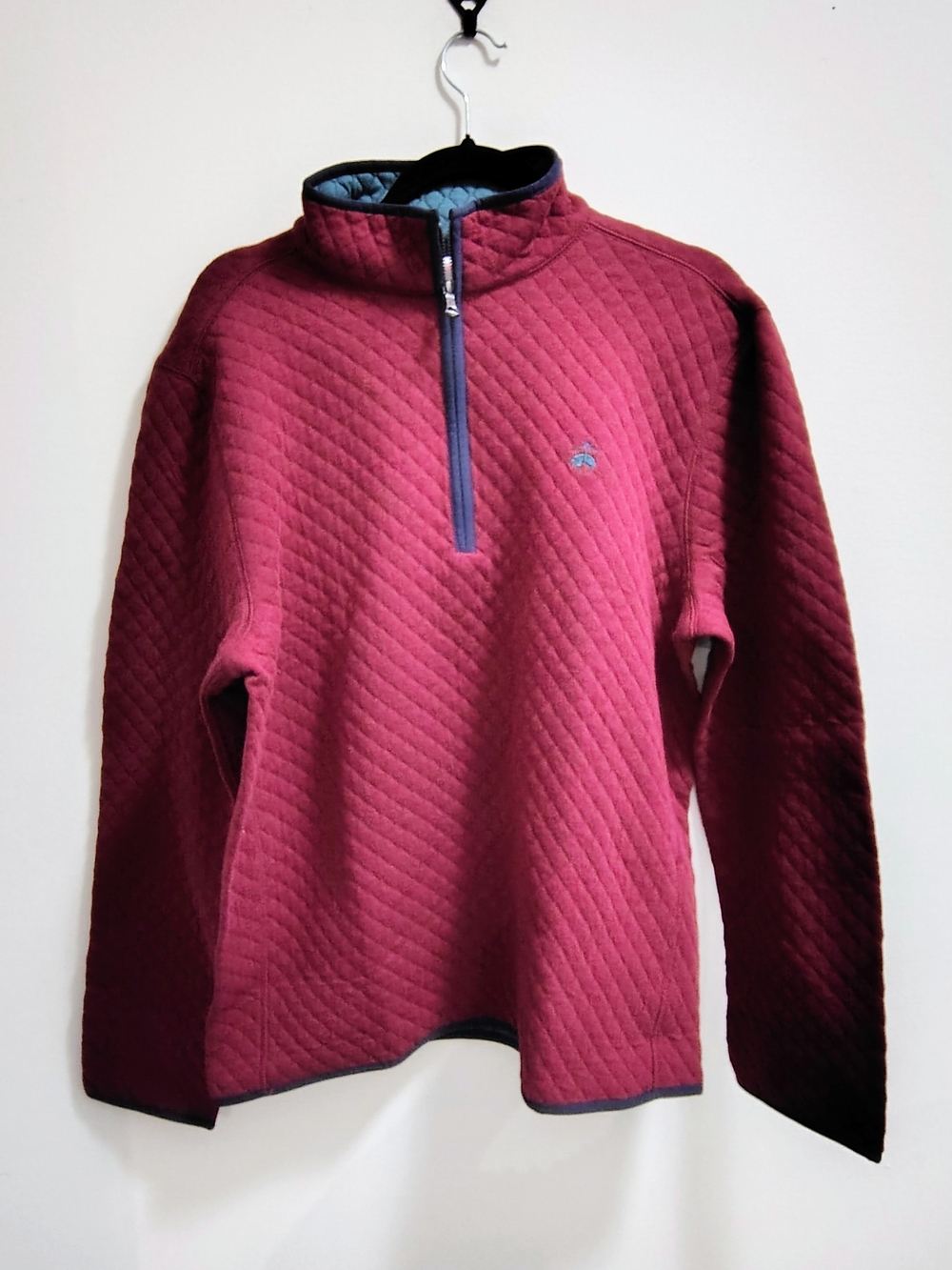 Brooks Brothers Diamond-Quilted Half-Zip Pullover in Cotton Blend